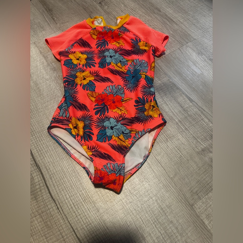 Floral Short Sleeve Swimsuit